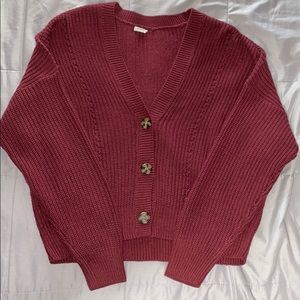 burgundy button down sweater